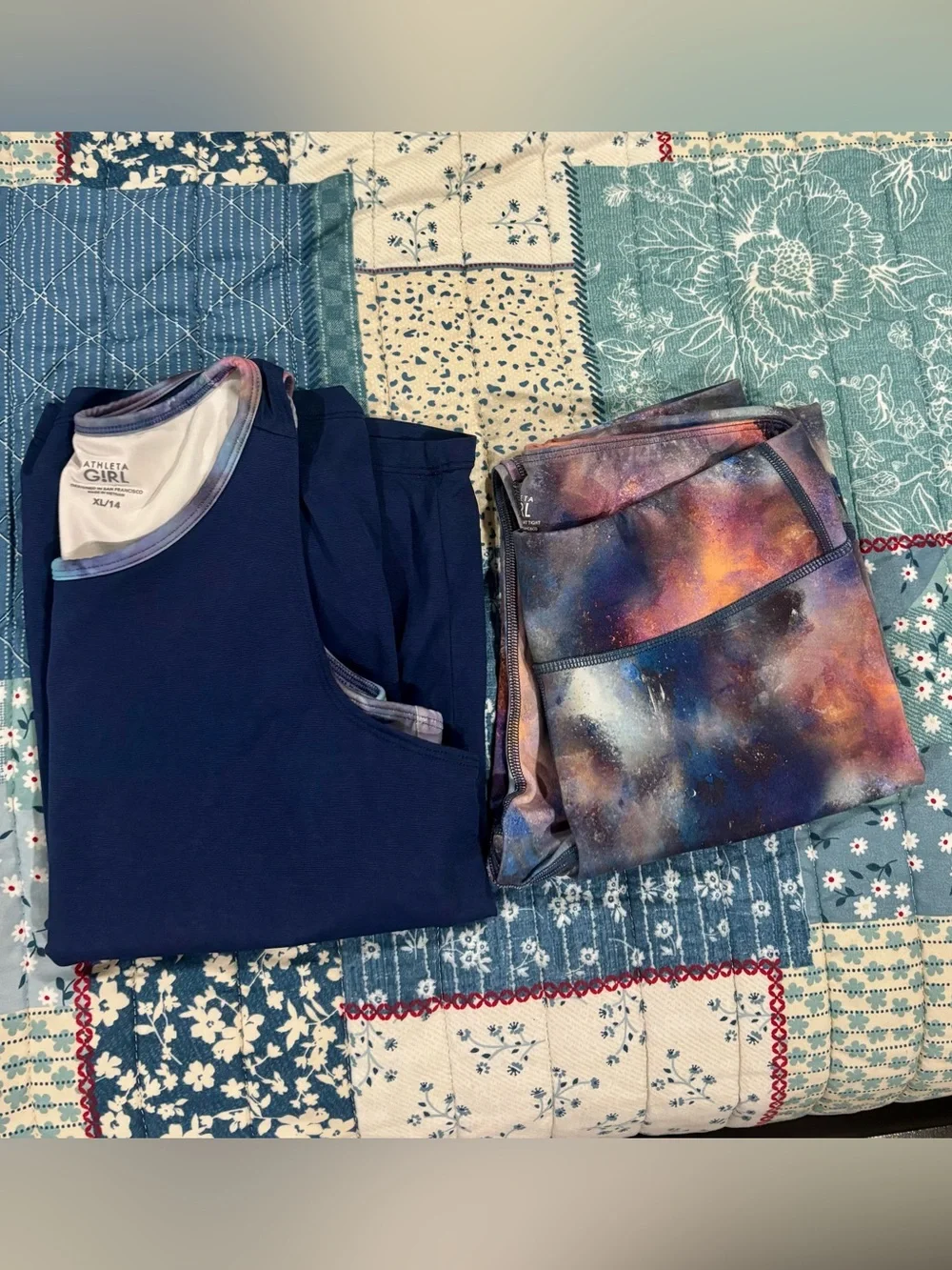 Athleta Girl Galaxy print Tank set with Leggings